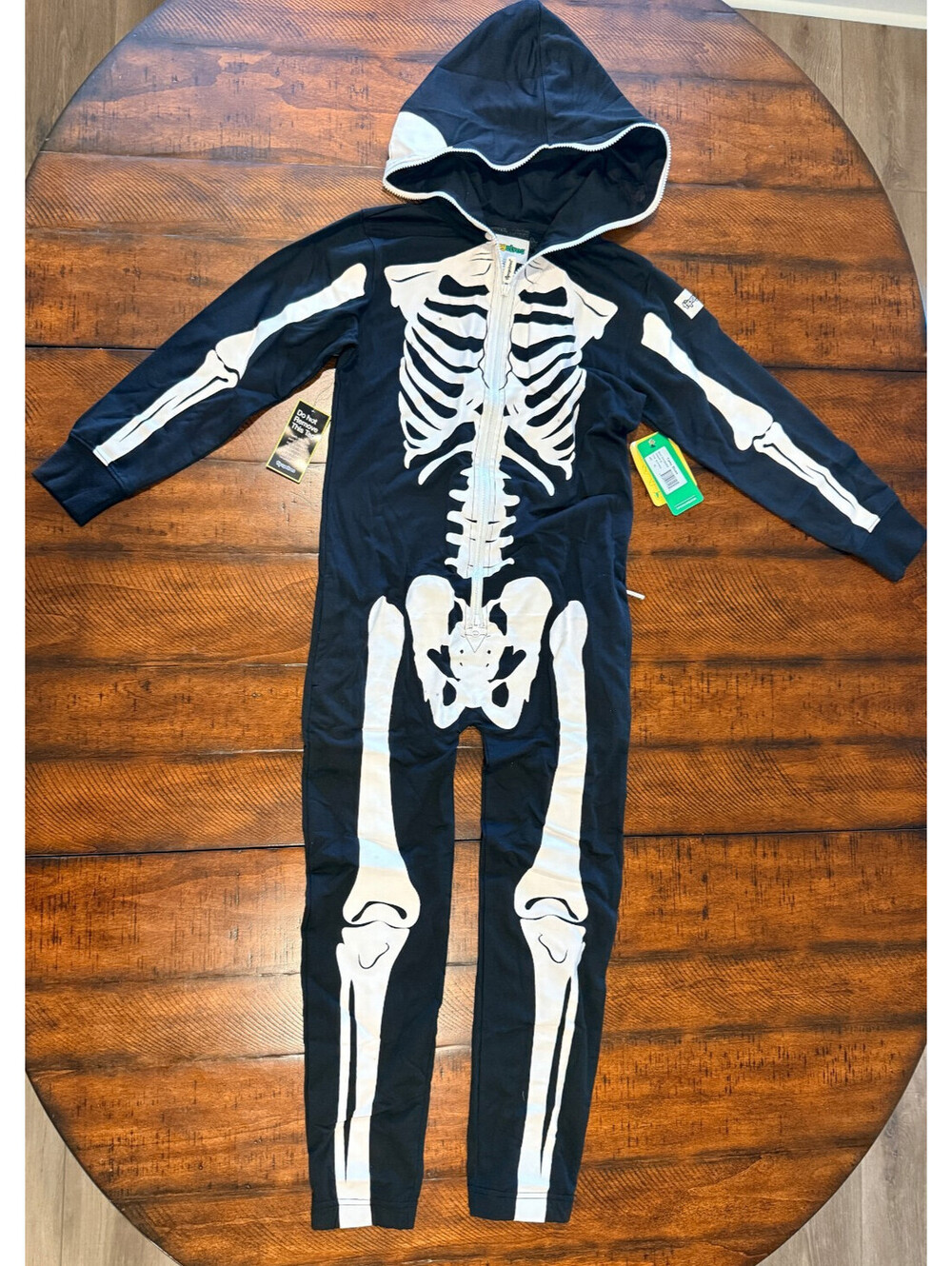 Tipsy Elves Skeleton Costume Black Hooded Halloween Jumpsuit NWT - Kids Size XL